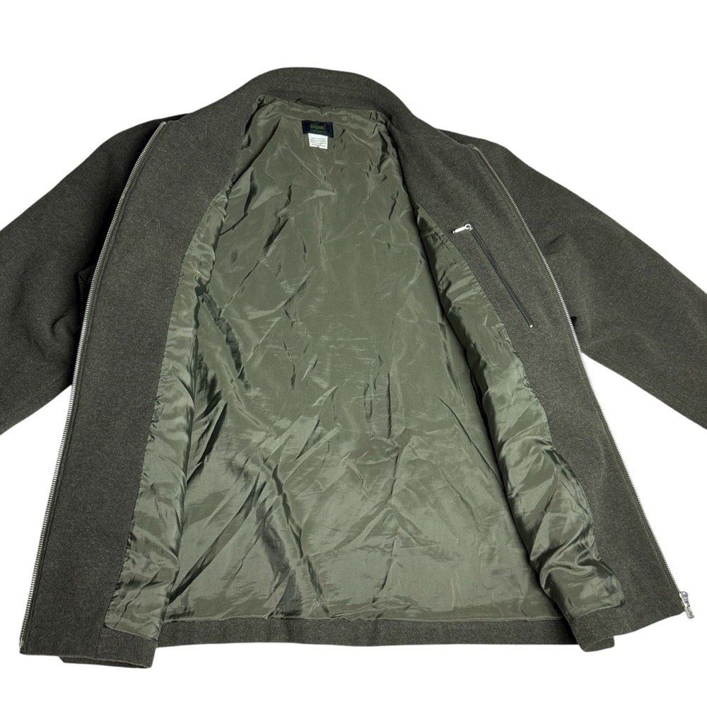 VTG Lacoste Wool Jacket Olive Green Full Zip Collared Pockets Lined SZ XXL READ - Picture 6 of 11